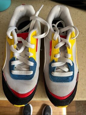 Puma Kids White Yellow Blue Red Accent Sneakers